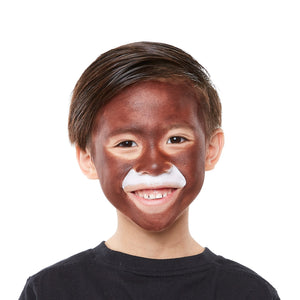 Step one, showing the start of creating white muzzle between nose and top lip. Then painting rest of the face brown.