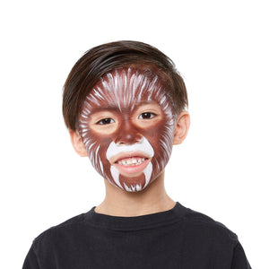 Step two, adding white fangs under mouth and white fur like strokes around face leaving nose.