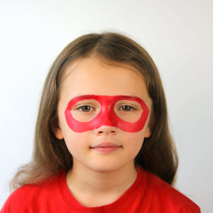 Step one, showing the start of creating red mask shape around eyes.