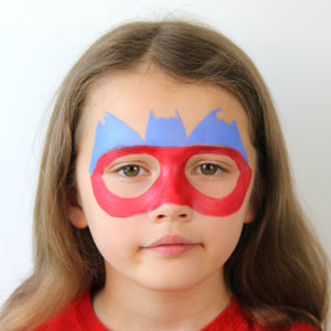 Step two, adding pale blue triangles on the forehead above eyes.