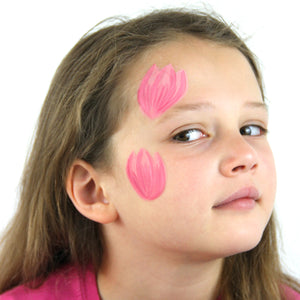 Step one, Painting the tulip flowers with pale pink and bright pink using a round brush.