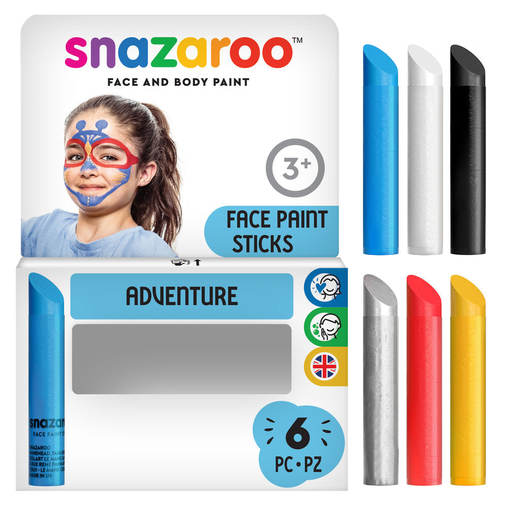 Stick Face Sticks - Adventure Face Paint Sticks - Set of 6 – Snazaroo