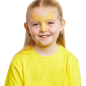 Sponge ochre yellow on the bridge of the nose and the forehead.