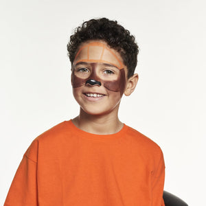 Step two, adding black nose and orange helmet outline on forehead.