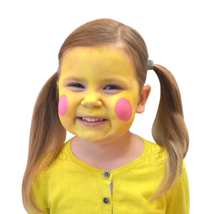 Step two, using bright yellow face paint to cover the face.