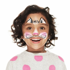 Final step, adding black outline and whiskers  to complete the Cat face paint.