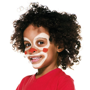 Step two, Using red paint to draw a circle on the nose and each cheek.