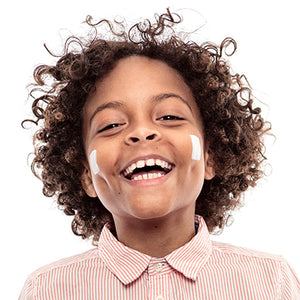 Step one, showing the start of creating white rectangle in both cheeks.