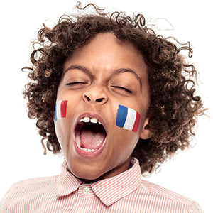 Final step, adding red rectangle on the other side of white to complete French Flag face paint.