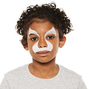 Step one, showing the start of creating white lion ears, extending the shape down the either side of nose.