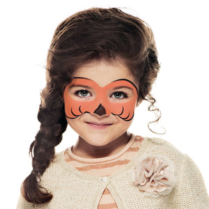 Step two, adding black outline around pumpkin mask and a black triangle on nose.